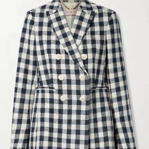 Tory Burch Navy and White Checkered Blazer